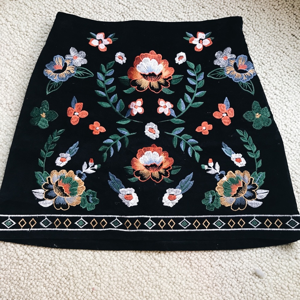 Black Embroidered skirt